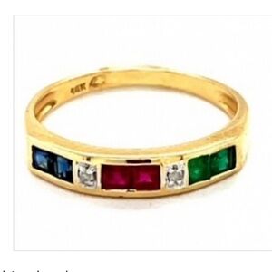 Emerald Ruby Diamond Sapphire Art Deco Elegantly Adorned Wedding Band